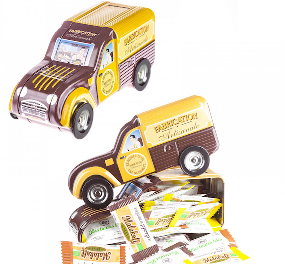 Minis chocolats bio dans 2CV metal - Malakoff