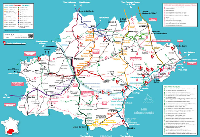 Carte Occitanie Rail Tour - Saveurs et découvertes - Vignobles