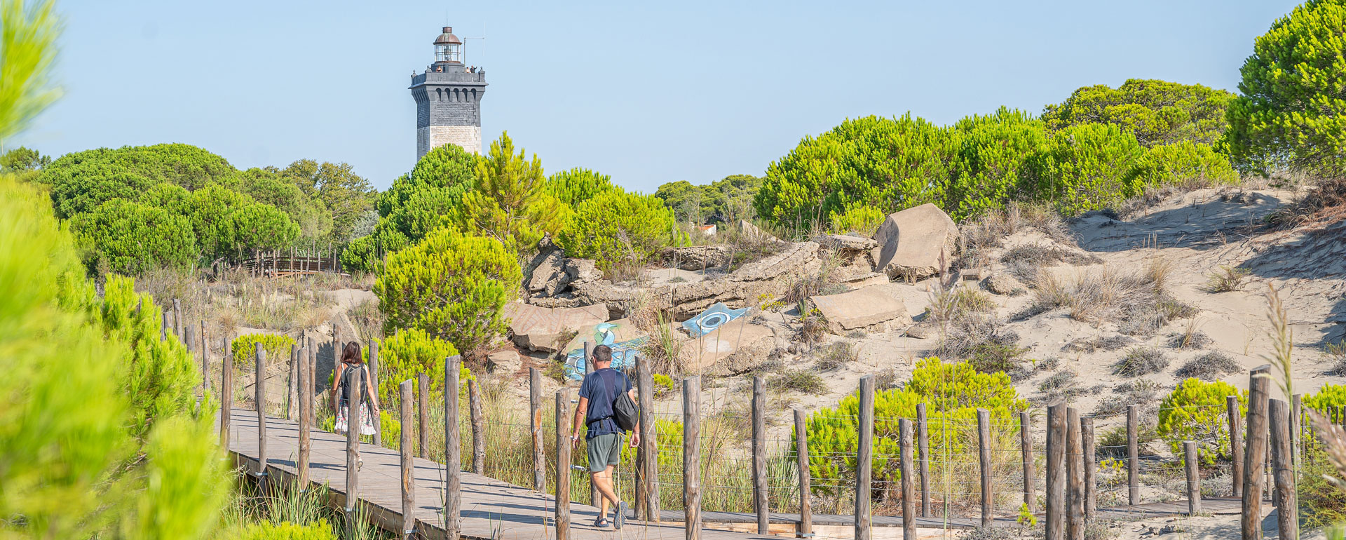 Accès à la plage de l'Espiguette et phare